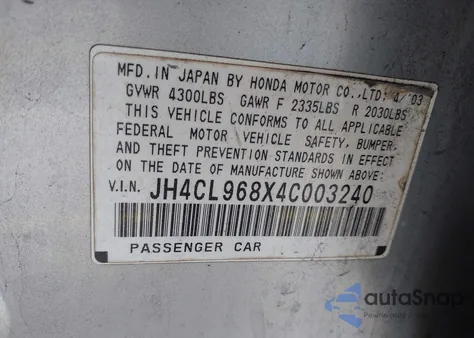 2004 Acura Tsx z USA, uszkodzony, nr VIN JH4CL968X4C003240